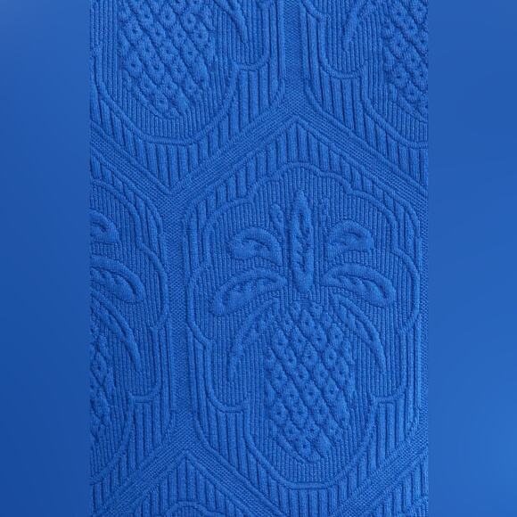 Farm Rio Blue Matelasse Pineapple Belted One-Piece Swimsuit M - Picture 6 of 9